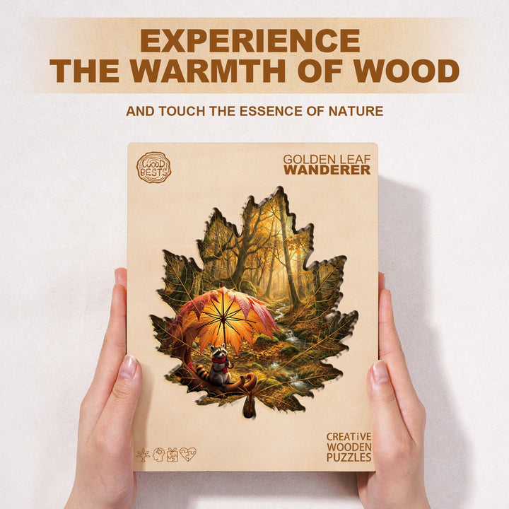 Golden Leaf Wanderer Wooden Jigsaw Puzzle