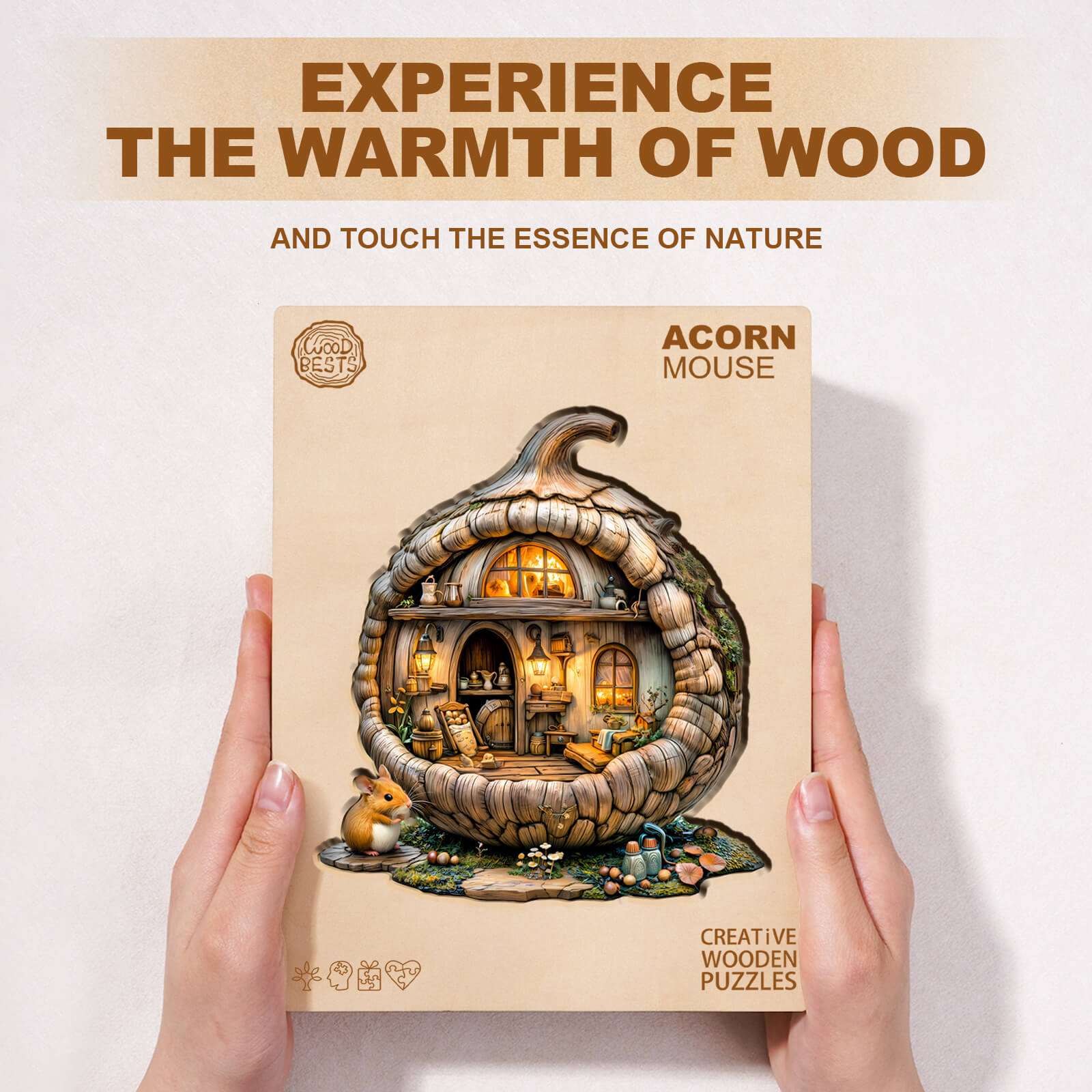 Acorn mouse Wooden Jigsaw Puzzle