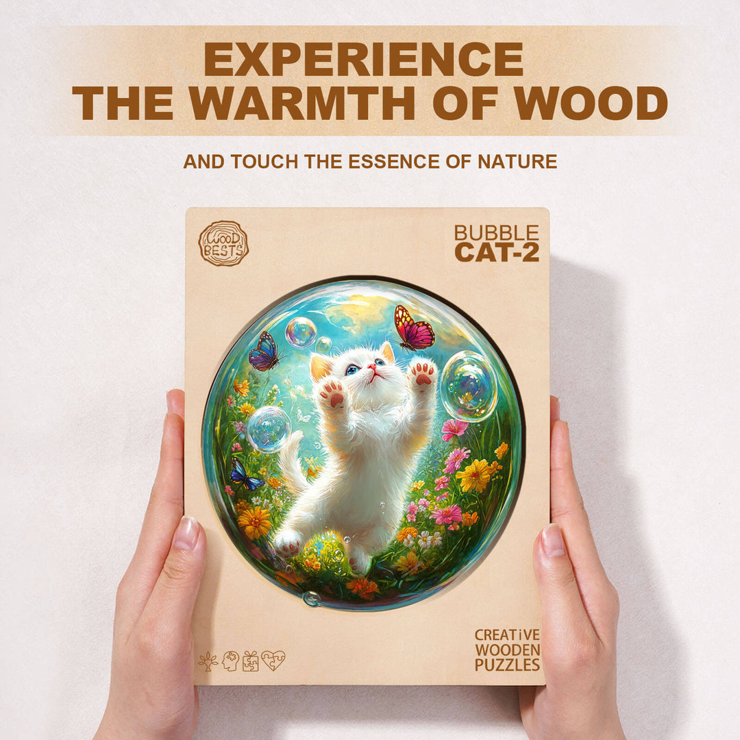 Bubble Cat-2 Wooden Jigsaw Puzzle