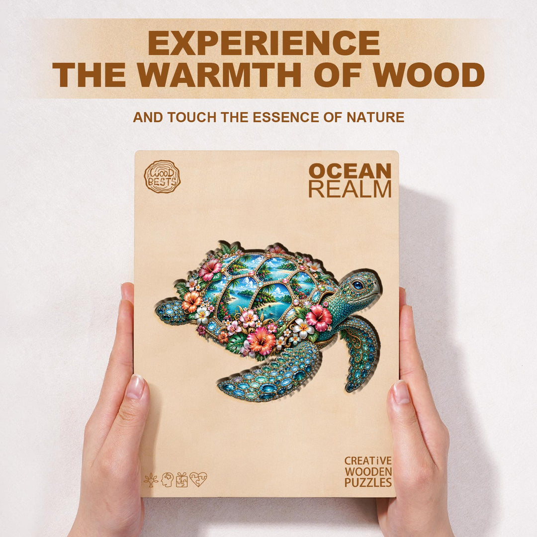 Gemstone Sea Turtle  Wooden Jigsaw Puzzle