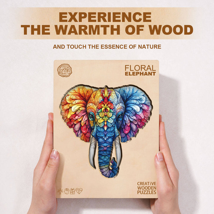 Floral Elephant Wooden Jigsaw Puzzle