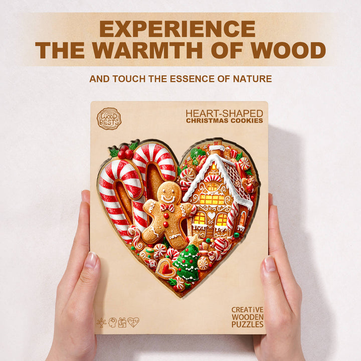Heart-shaped Christmas cookies Wooden Jigsaw Puzzle