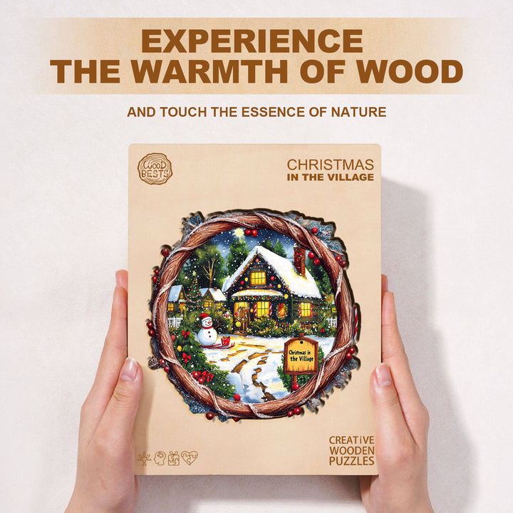 Christmas in the Village Wooden Jigsaw Puzzle