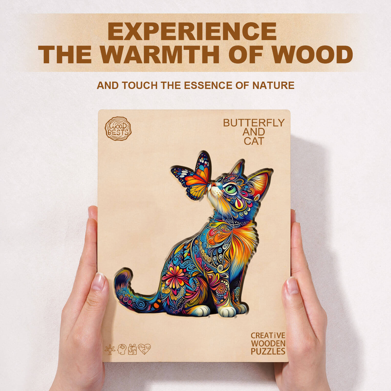 Butterfly and Cat Wooden Jigsaw Puzzle
