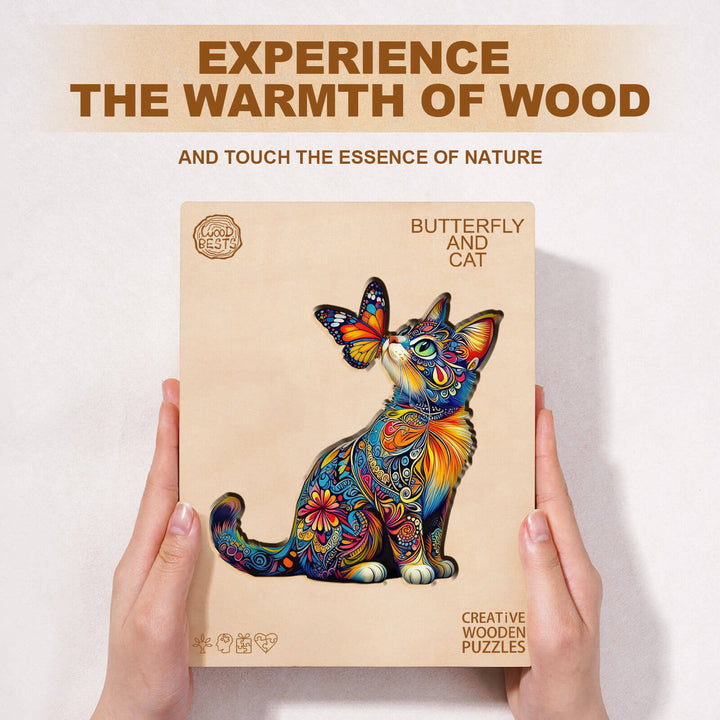 Butterfly and Cat Wooden Jigsaw Puzzle