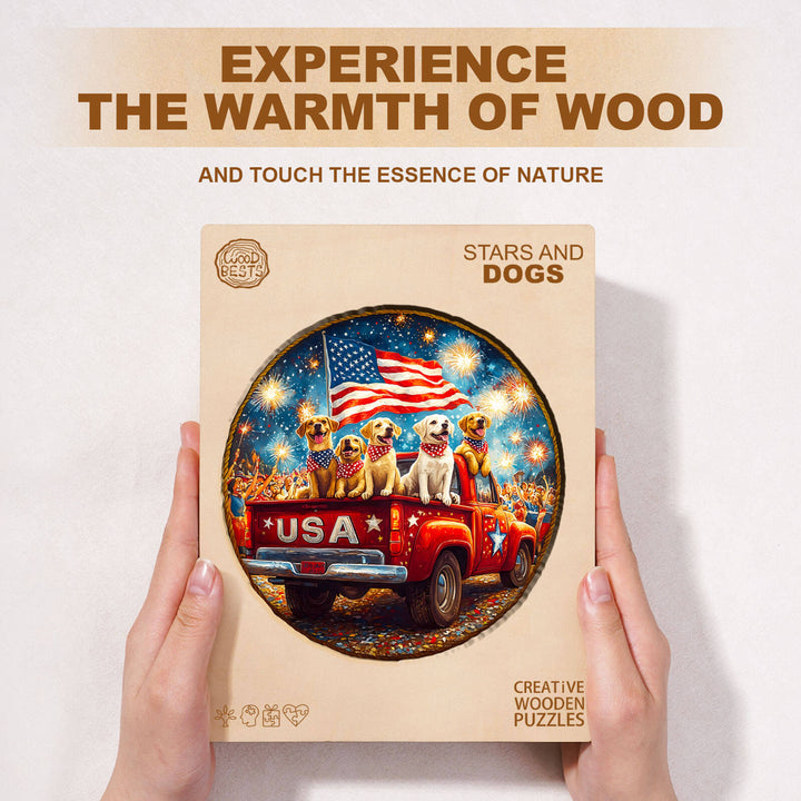 Stars and Dogs Wooden Jigsaw Puzzle