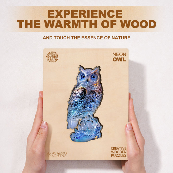 Neon Owl Wooden Jigsaw Puzzle