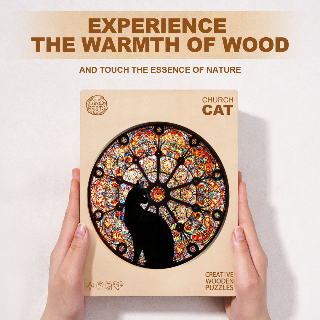 church cat Wooden Jigsaw Puzzle