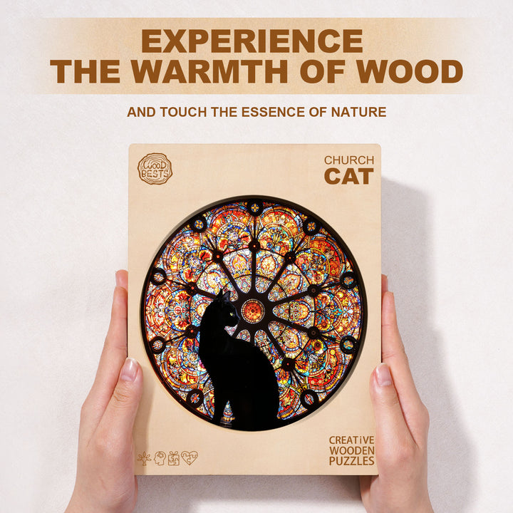 church cat Wooden Jigsaw Puzzle