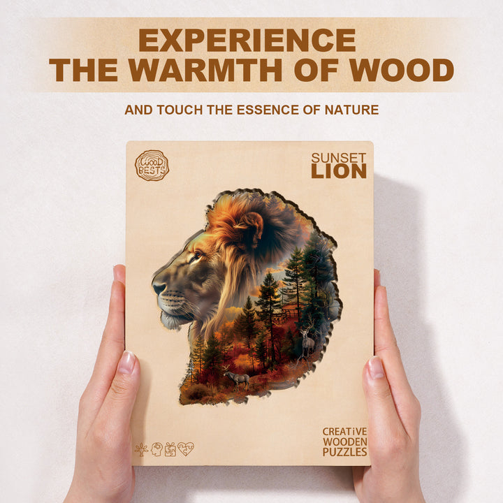 Sunset Lion Wooden Jigsaw Puzzle