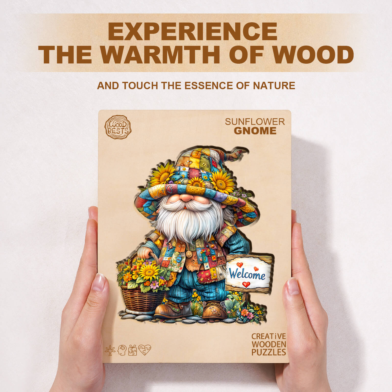 Sunflower gnome Wooden Jigsaw Puzzle
