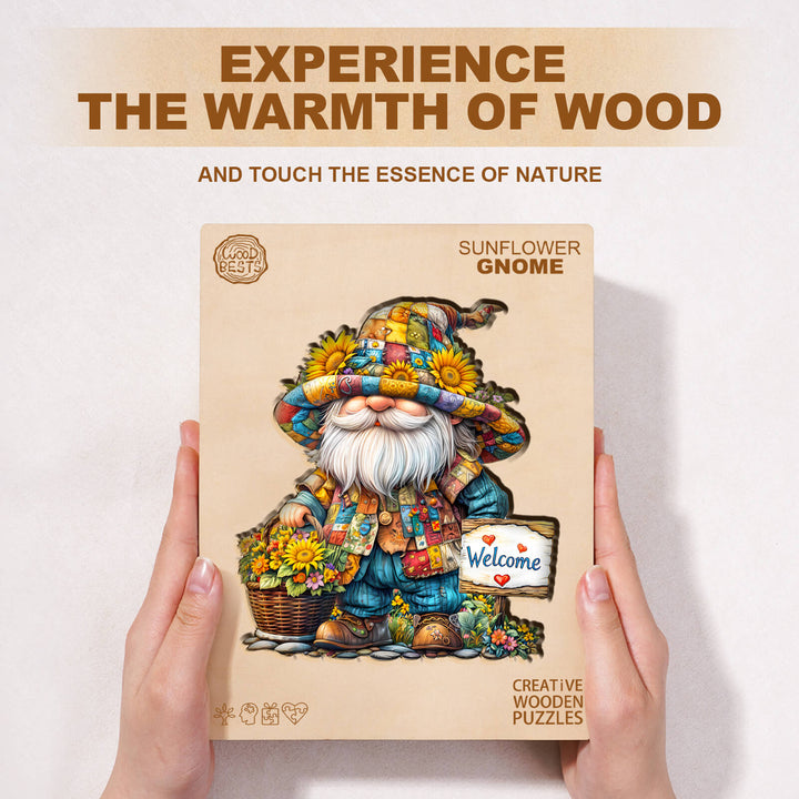 Sunflower gnome Wooden Jigsaw Puzzle