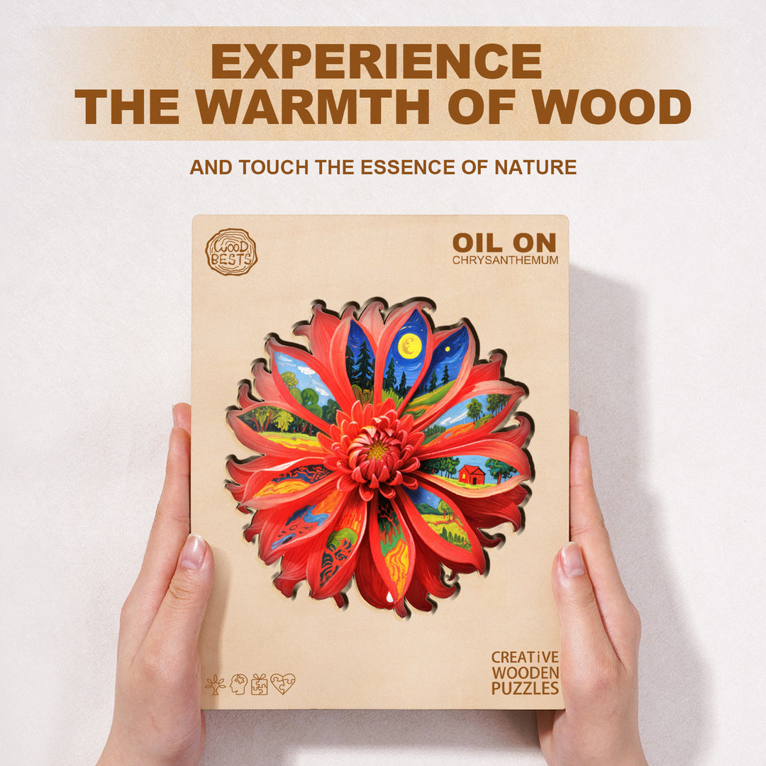 Oil On Chrysanthemum Wooden Jigsaw Puzzle