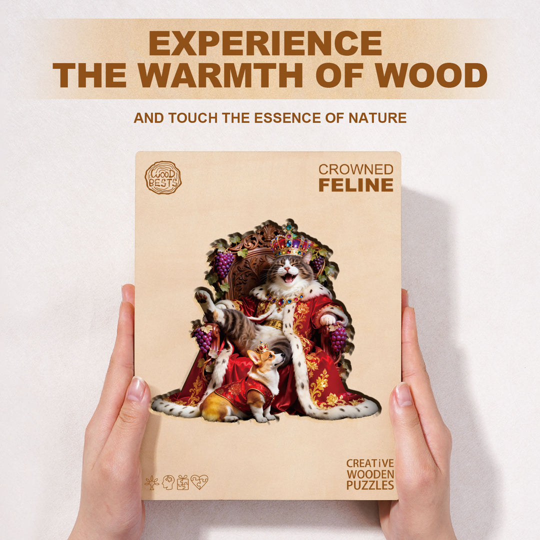 Crowned Feline Wooden Jigsaw Puzzle