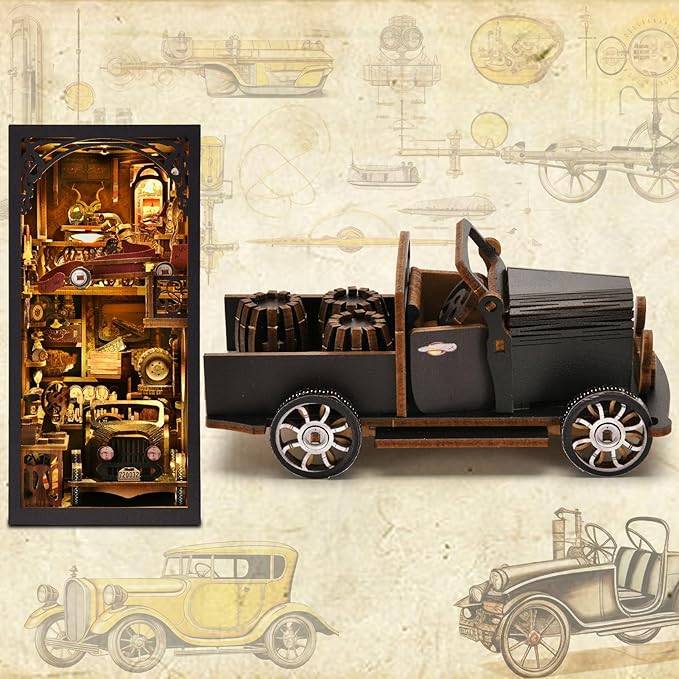 Car Player - DIY Book Nook Kit,3D Wooden Puzzle