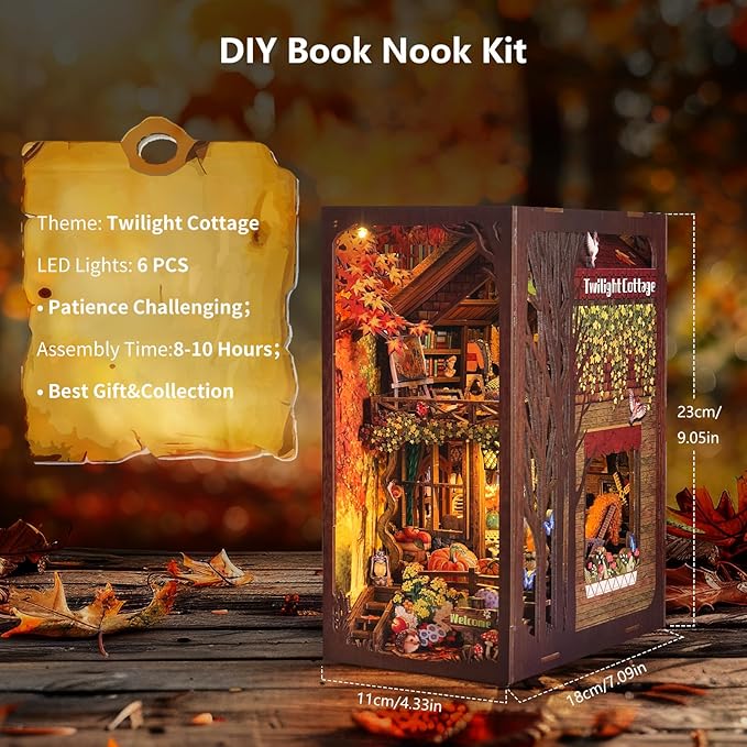 Twilight Cottage - DIY Book Nook Kit,3D Wooden Puzzle