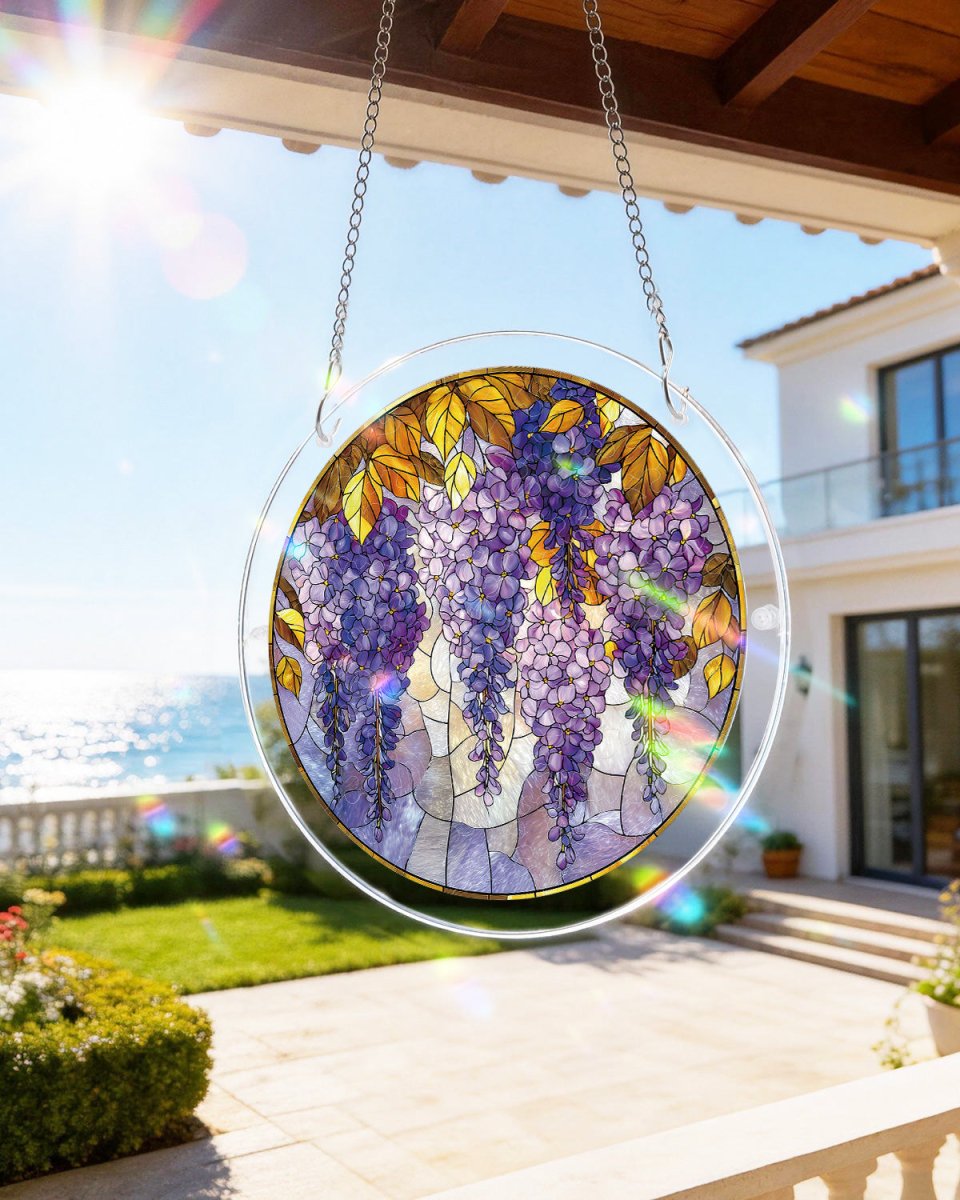 Acrylic Jigsaw Puzzle Suncatcher - Wisteria in Glasslight