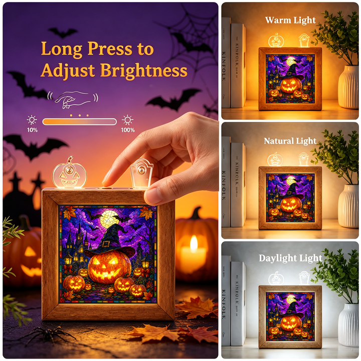 Acrylic Puzzle Night Light - Witch Hat Pumpkin