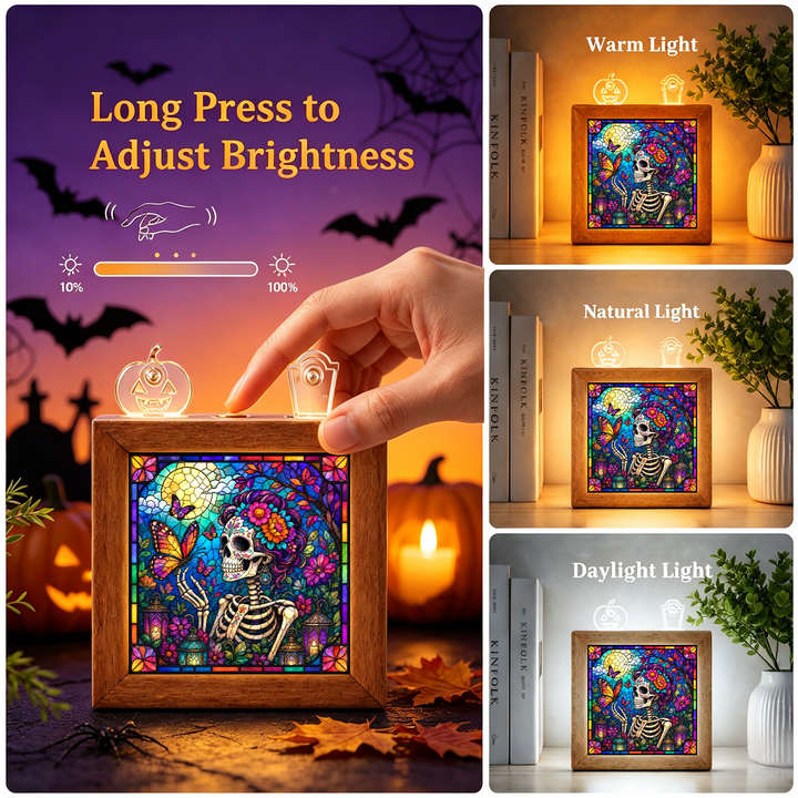 Acrylic Puzzle Night Light - Floral Skull