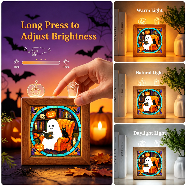 Acrylic Puzzle Night Light -Ghost Cat Reading