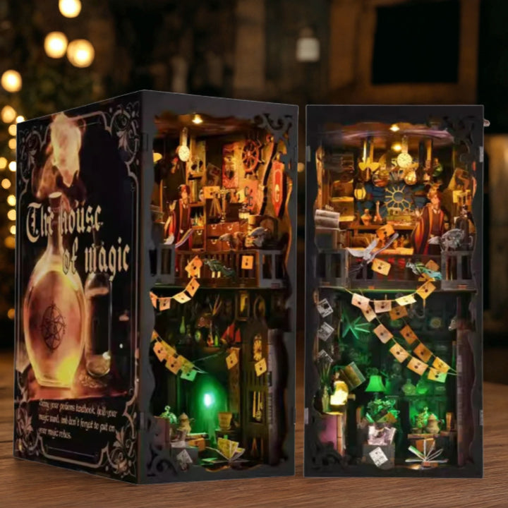 Salle de recherche de l'apprenti magicien - Kit de coin lecture DIY, puzzle en bois 3D
