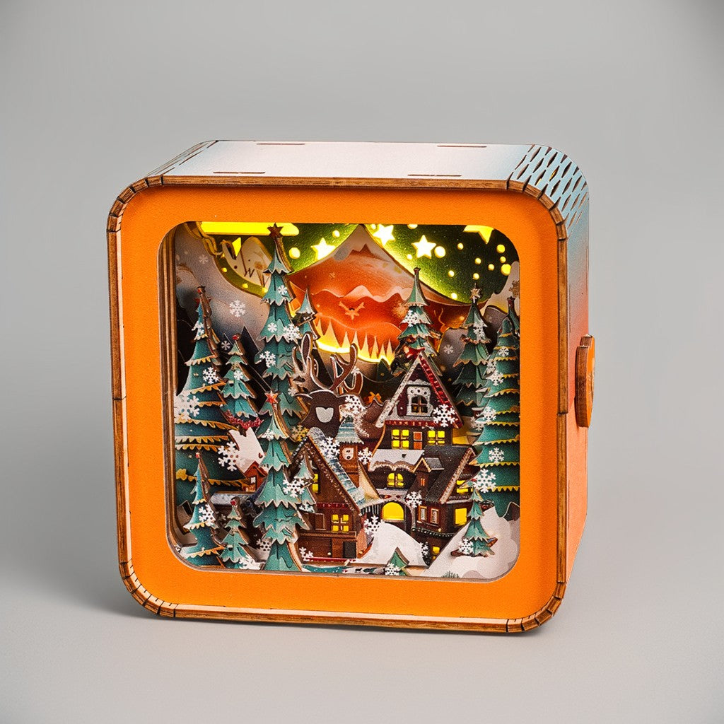 Warm Christmas Eve Kit - 3D Wooden Puzzle Night Light - By Woodbests