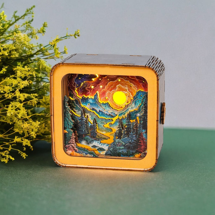 Golden River in Forest Kit - 3D Wooden Puzzle Night Light