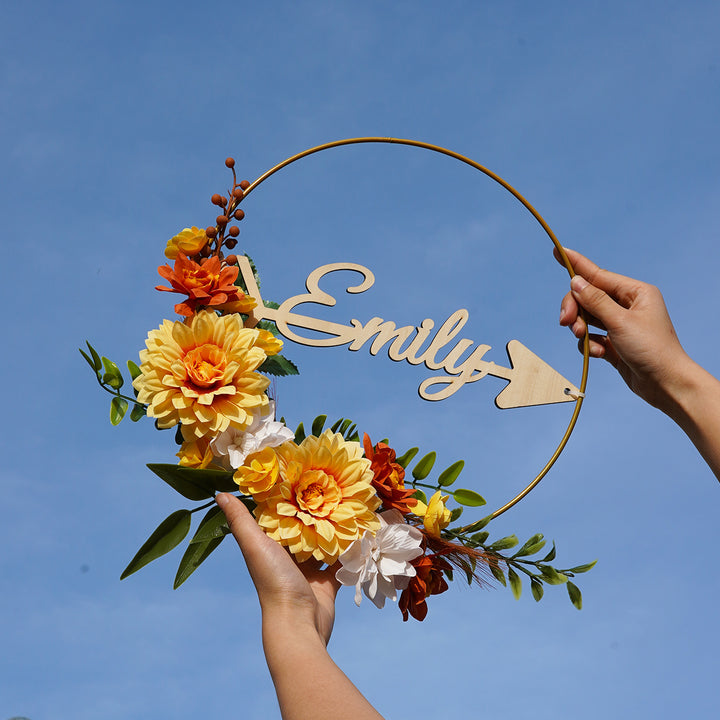 Personalized Blooming Bliss Wreath-Woodbests