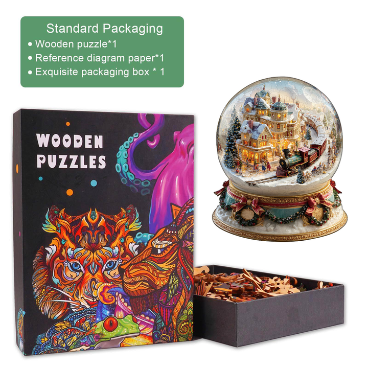 Christmas Crystal Train Wooden Jigsaw Puzzle