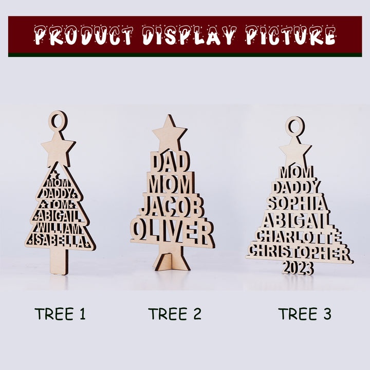 Personalisierte Weihnachtsbaum-Namenstafel aus Holz