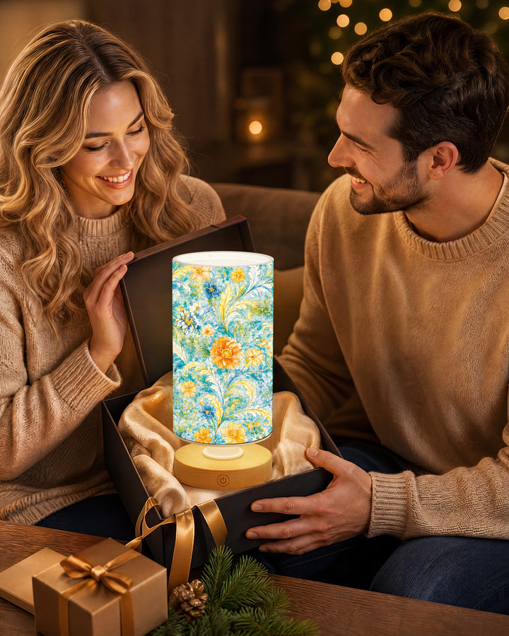 DIY Dimmable Acrylic Puzzle Lamp -Azure Floral Rhapsody