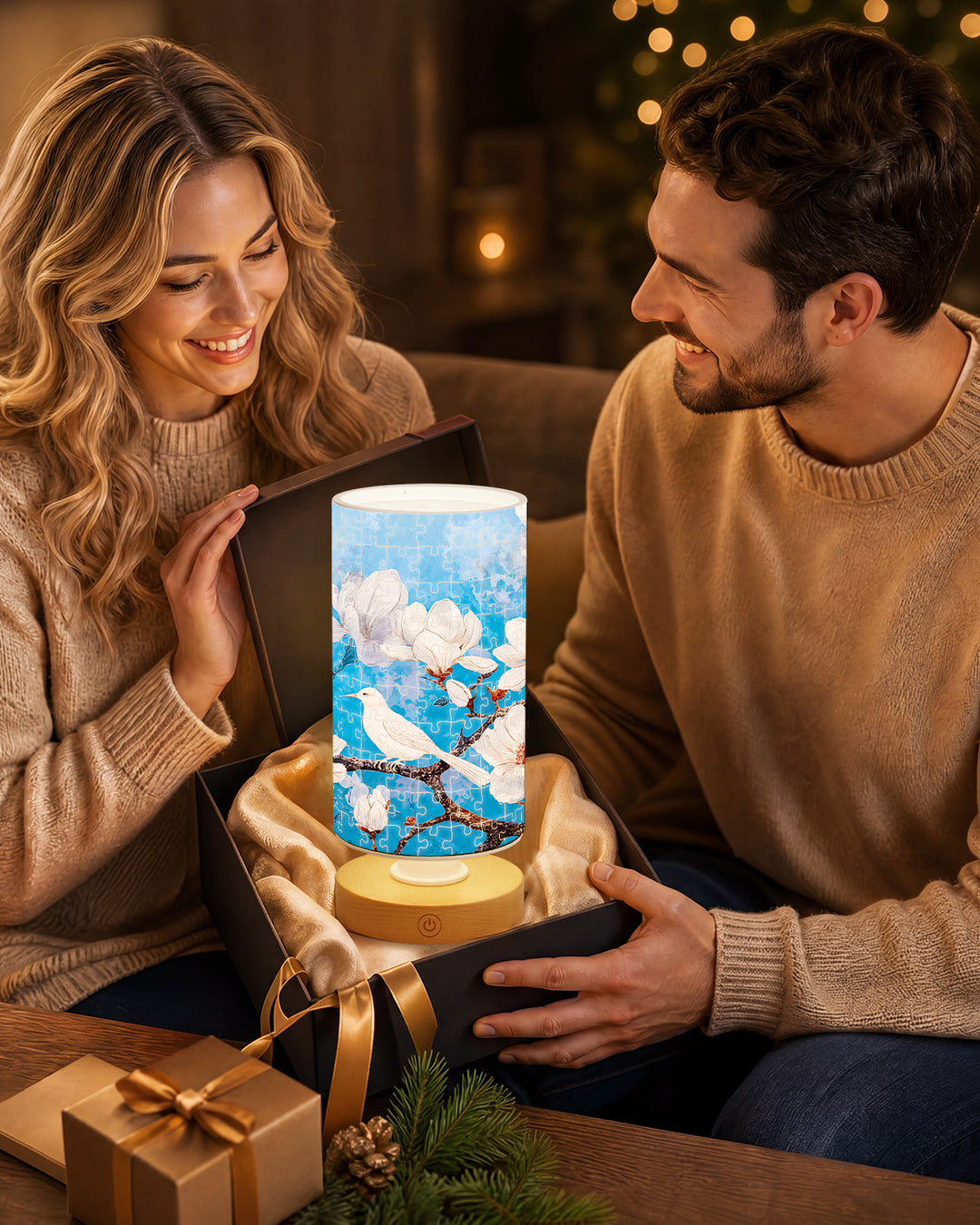 DIY Dimmable Acrylic Puzzle Lamp - Whispers of Magnolia Spring