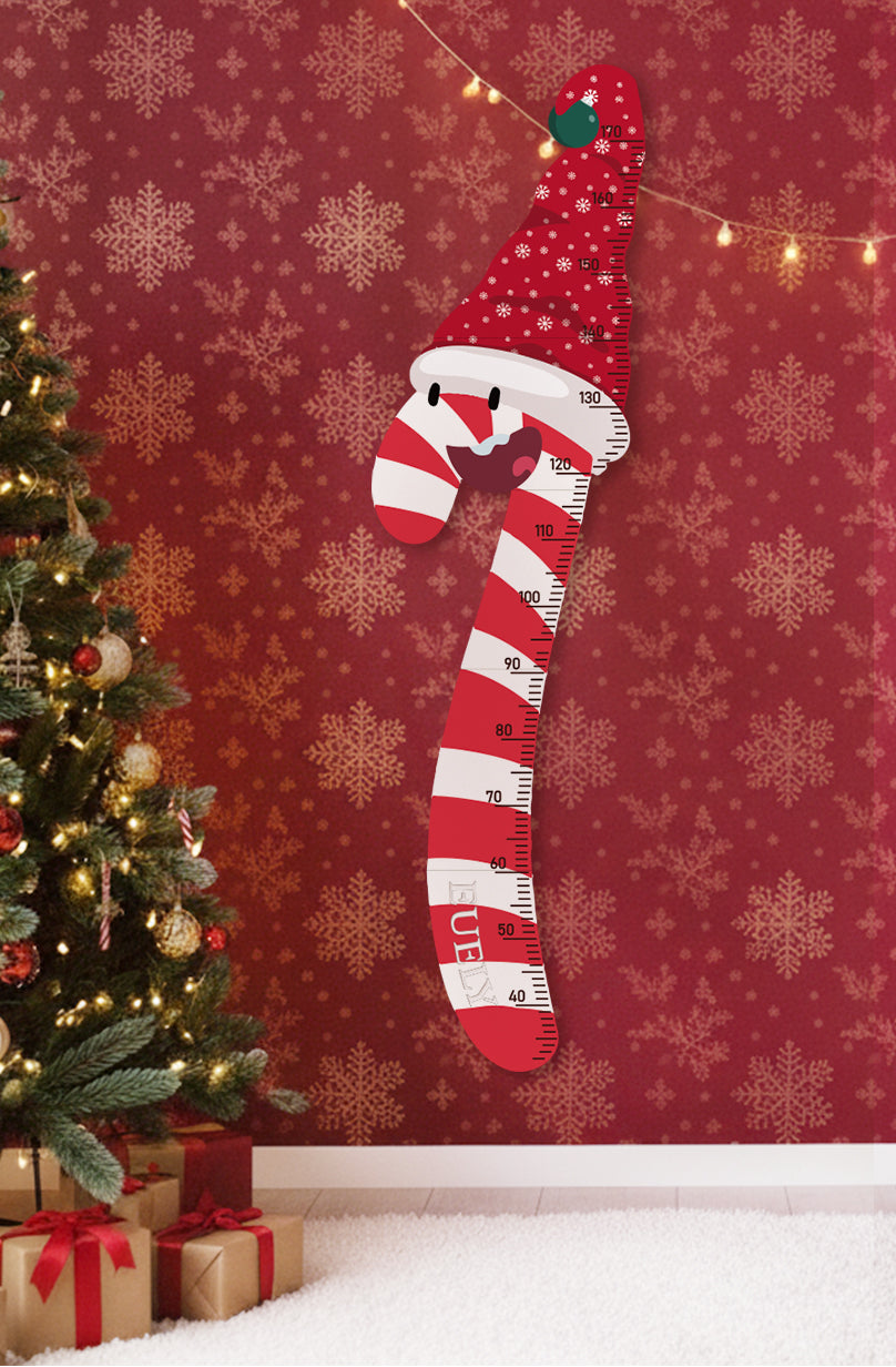Personalized Wooden Christmas Candy Cane Growth Chart Ruler