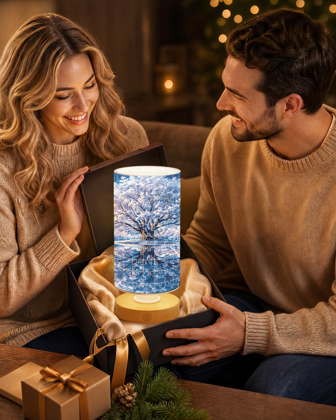 DIY Dimmable Acrylic Puzzle Lamp - Winter Wonderland