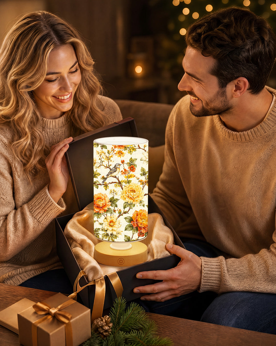 DIY Dimmable Acrylic Puzzle Lamp -Golden Rose Birdsong