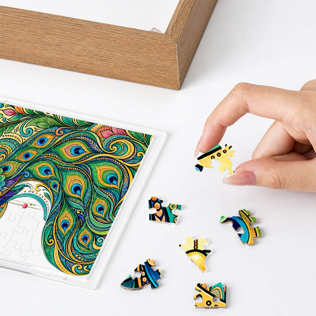 Double-Sided Acrylic Puzzle - Peacock Majesty