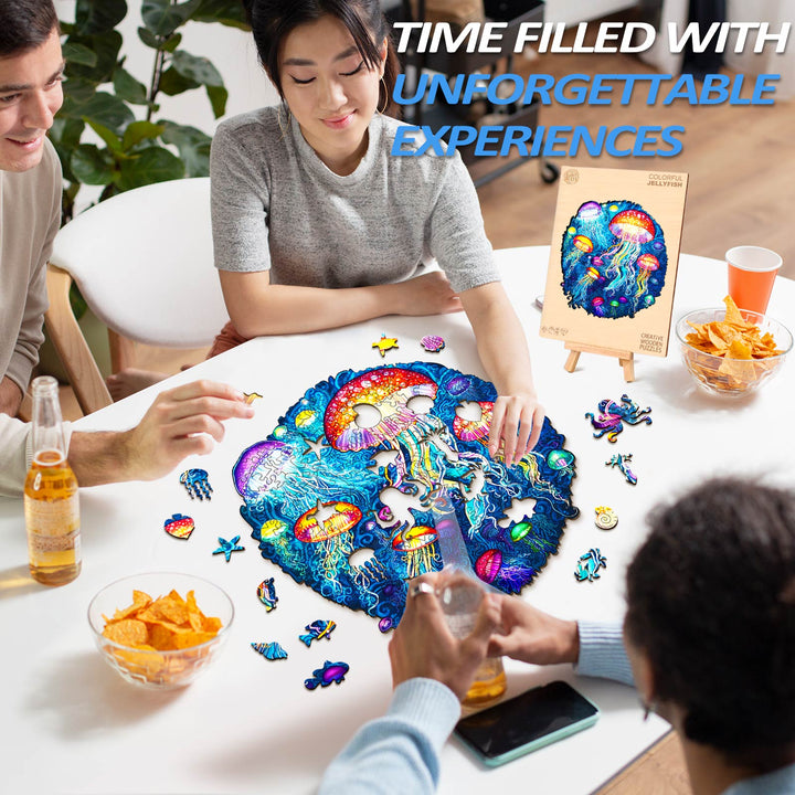 Colorful Jellyfish Wooden Jigsaw Puzzle