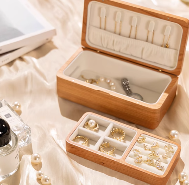 Wooden Double Layer Jewelry Box