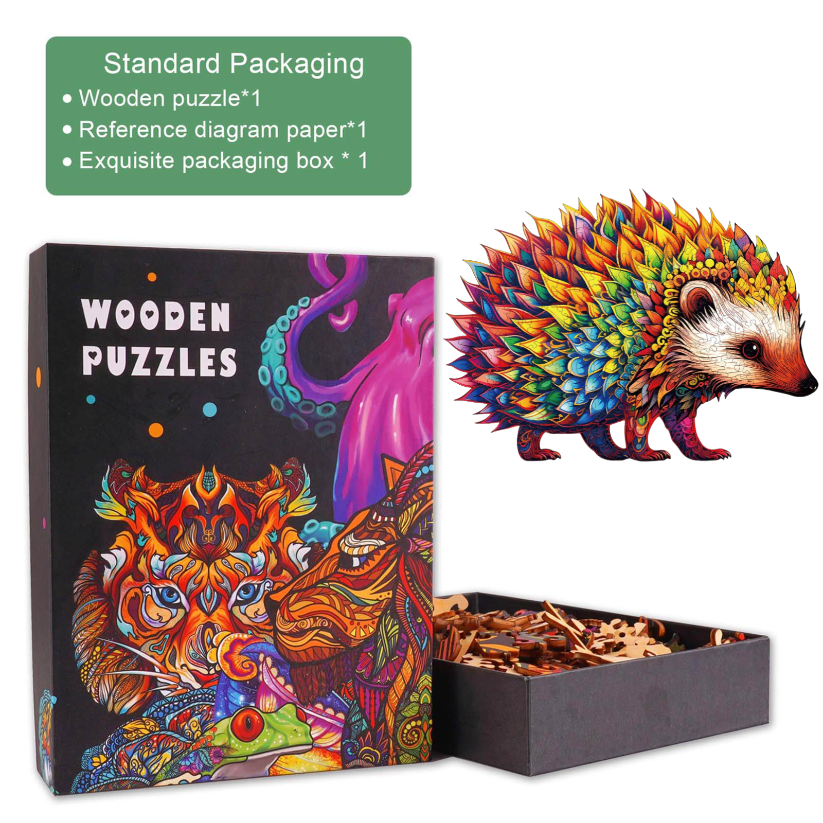 Süßes Igel Holzpuzzle