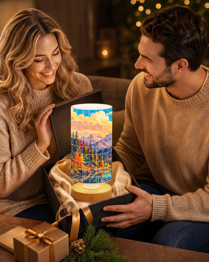 DIY Dimmable Acrylic Puzzle Lamp - Golden Mountain Valley