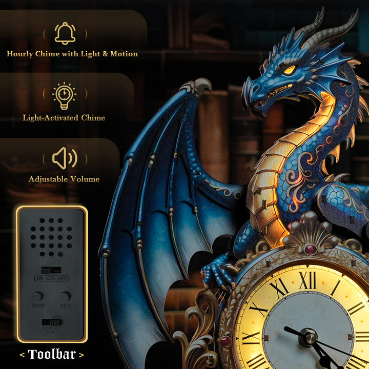 Blue Dragon – Hourly Chime DIY Wooden Clock, 3D Puzzle Craft Kit