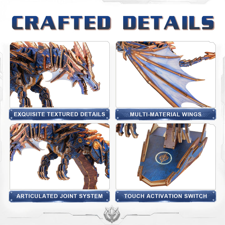 3D Wooden Mechanical Kit - Azure Gold Dragon