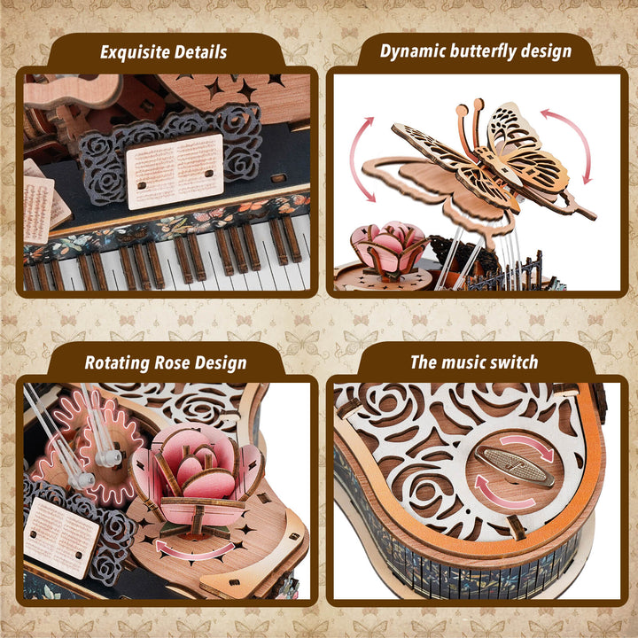 Floral Waltz – DIY Wooden Music Box, 3D Puzzle Craft Kit