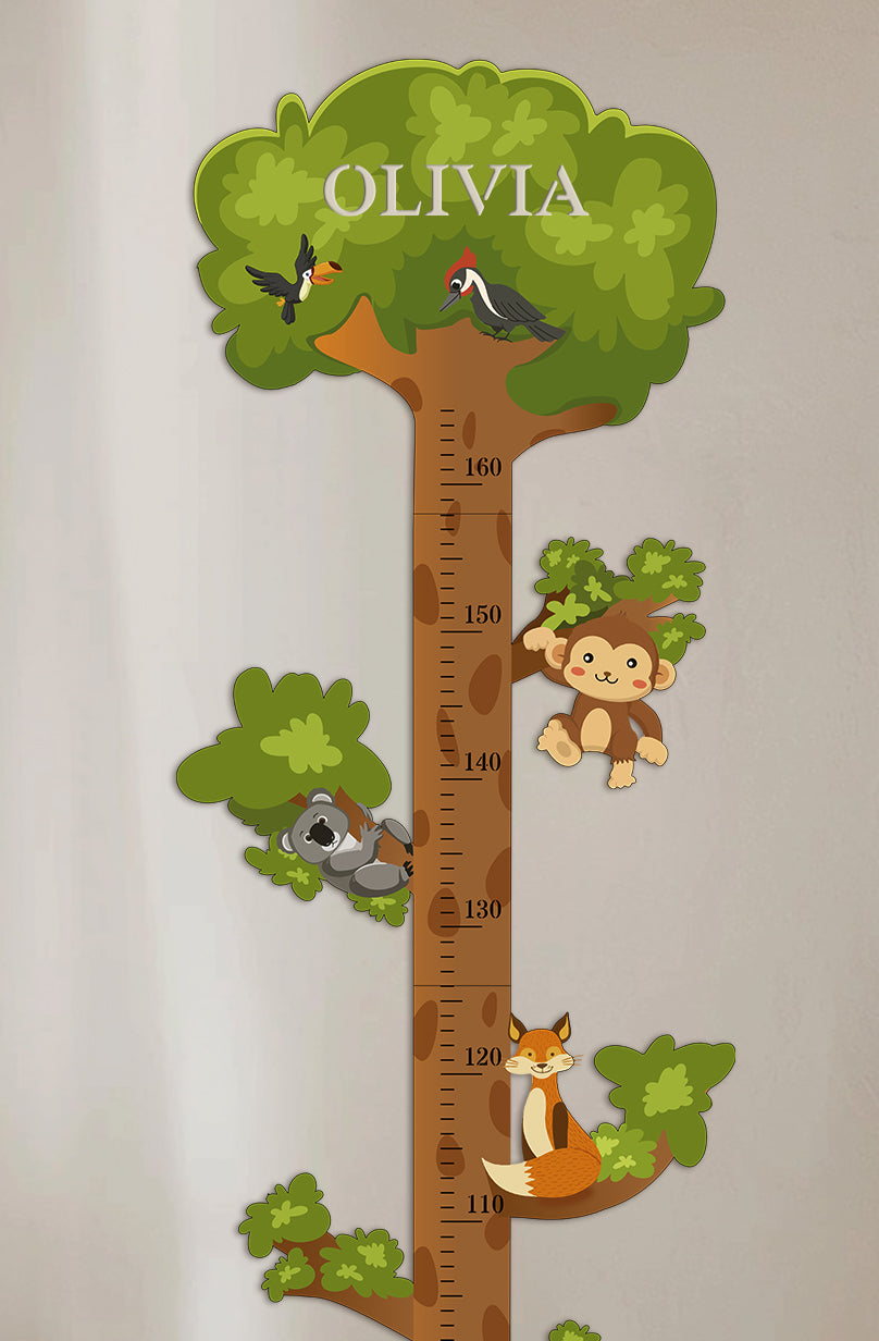 Personalized Wooden Forest Animal Growth Chart Ruler