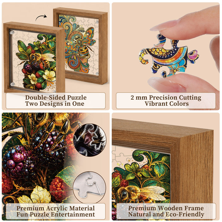 Double Sided Acrylic Jigsaw -Zentangle Bee