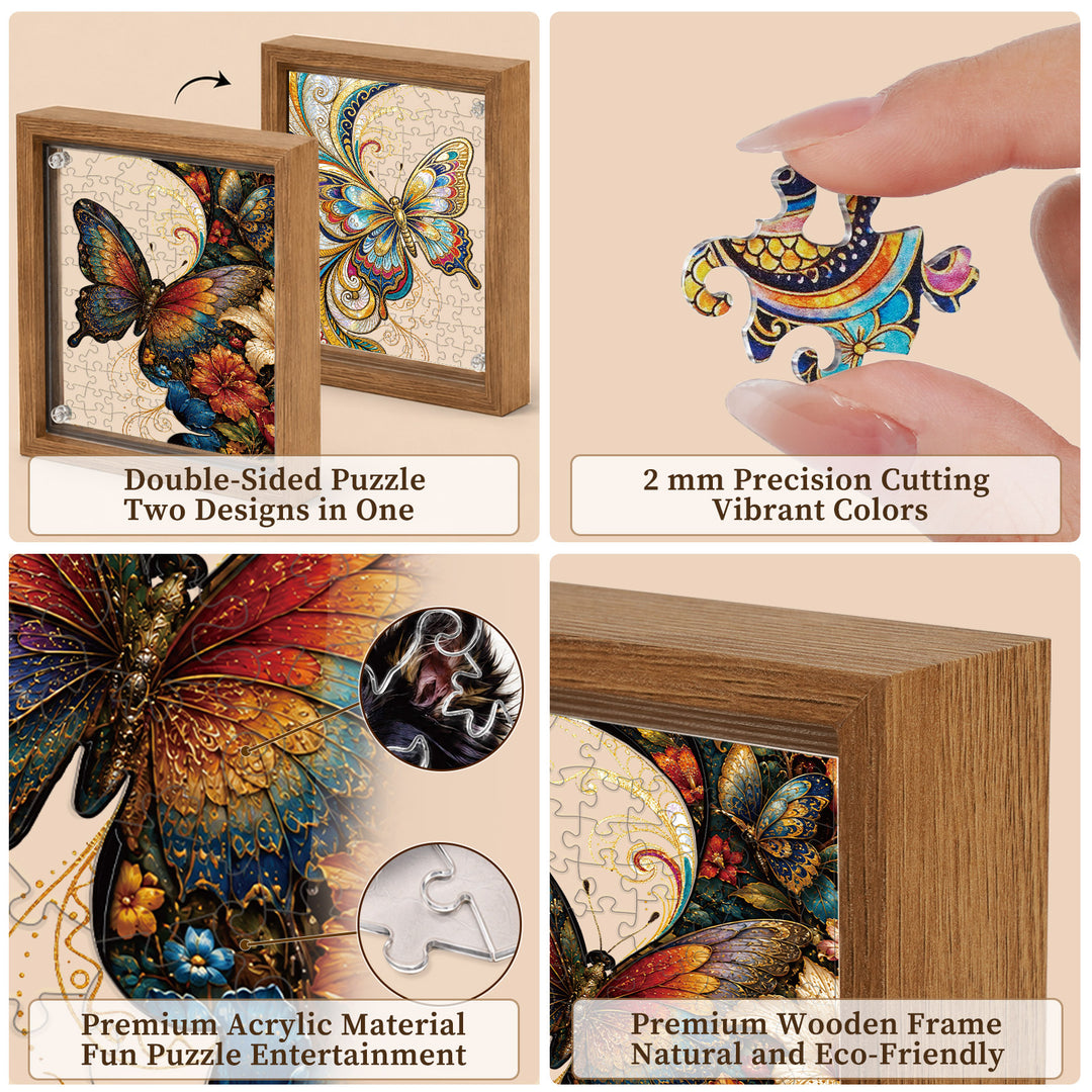 Double Sided Acrylic Jigsaw -Blossoms and Butterfli