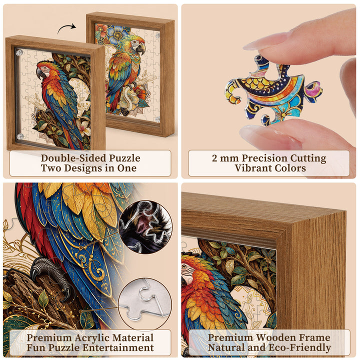 Double Sided Acrylic Jigsaw -Colorful Parrot