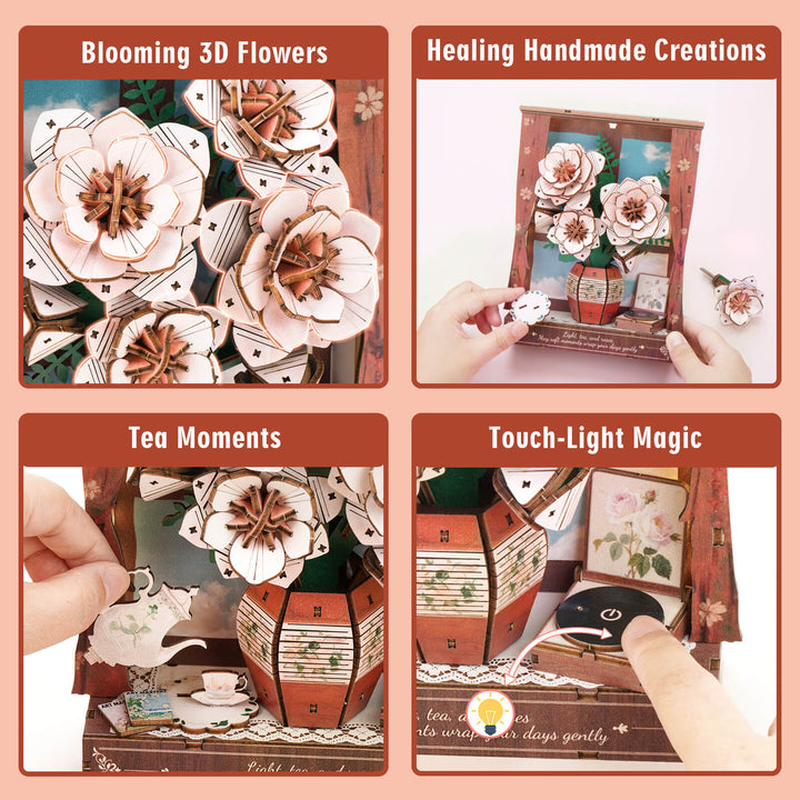 Crimson Rose Whispers– DIY Wooden Painting, 3D Puzzle Craft Kit