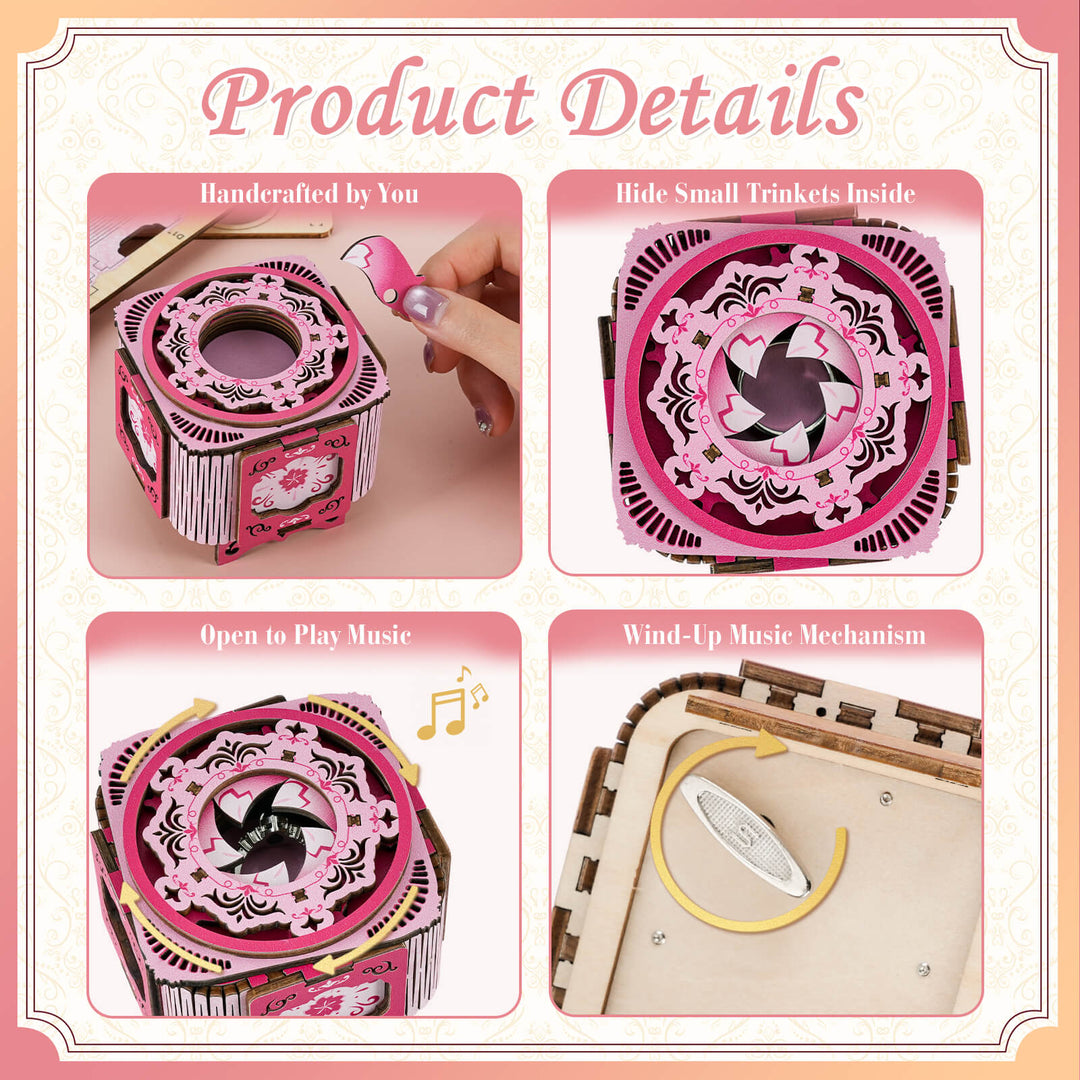 Cherry Blossom Pink – 3D Music Ring Box