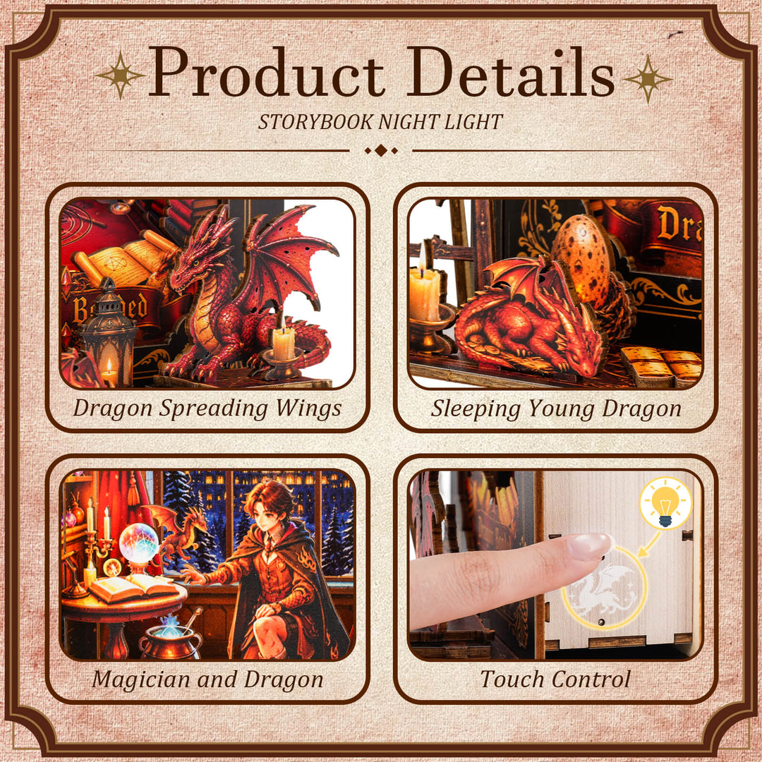 Dragon Covenant Night – DIY Wooden Book Nook Lamp Craft Kit